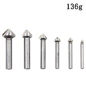 voordelige boor set:-ronde schacht 6 stks/set 3 fluit hss harde metalen drie rand afschuining afkanten frees cutter bit verzinkboor