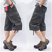 billiga Klassisk-Herr Cargo-shorts Vandringsshorts Militär Sommar Utomhus Ripstop Andningsfunktion Snabb tork Multi Pocket Capribyxor Underdelar Under knäet Amy Green Svart Bomull Klättring Camping / vandring