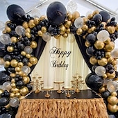 economico Stagione di Laurea-138 pz fai da te oro e nero ghirlanda palloncini kit con 18/12/10/inch metallico chromeballoons per la festa di compleanno celebrazione laurea addio al nubilato matrimonio baby shower cerimonia