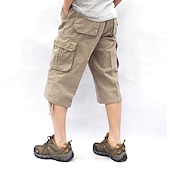 billiga Klassisk-Herr Cargo-shorts Vandringsshorts Militär Sommar Utomhus Ripstop Andningsfunktion Snabb tork Multi Pocket Capribyxor Underdelar Under knäet Amy Green Svart Bomull Klättring Camping / vandring