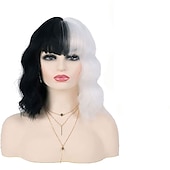 cheap Black &amp; African Wigs-Wig Short Afro Curly Wigs for Black Women Dark Brown Curly Wig with Bangs Fluffy Shoulder Length Wigs Heat Resistant Synthetic Colorful Wigs for Daily Party Use