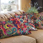 baratos estilo boho-Capa de almofada de lado duplo paisely 4 peças capa de almofada quadrada decorativa macia fronha para sofá quarto qualidade superior mashine lavável