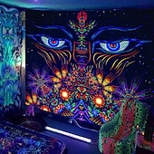Χαμηλού Κόστους Μαύρισμα ταπετσαρία-blacklight ταπετσαρία uv αντιδραστική λάμψη στη σκοτεινή λάμψη πάρτι νέον ψυχεδελικό trippy ομιχλώδης κρεμαστή ταπισερί τοίχου τοιχογραφία για κρεβατοκάμαρα σαλονιού