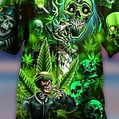 economico Camicia vintage-Per uomo Teschi Camicia Camicia con bottoni Manica corta Di tendenza Originale Informale Informale Giornaliero Spiaggia Primavera estate Collo ripiegabile 3D Bottone giù Giallo Blu Viola Verde