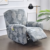 cheap Recliner Chair Cover-Stretch Recliner Covers Slipcover Graphic Print Anti-Slip Fitted Cover Couch Furniture Protector with Elastic Bottom(Include 1 Backrest Cover, 1 Seat Cover, 2 Armrest Cover)