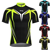 cheap Men&#039;s Jerseys-Men&#039;s Cycling Jersey Short Sleeve Bike Jersey Top with 3 Rear Pockets Mountain Bike MTB Road Bike Cycling Breathable Quick Dry Moisture Wicking Reflective Strips Black Yellow Red Polyester Sports