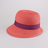 baratos Chapéu de Festa-Elegante Estilo Praia Palha Chapéus com Bloco de Cor 1pç Festa / Noite / Casual Capacete