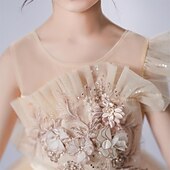 Infantil Para Meninas Vestido Cor Sólida Vestido De Tule Longo Vestido Festa Com Miçangas Sem Manga Estilo bonito Vestido 4-13 anos Primavera Azul Roxo Champanhe baratos Vestidos floridos-Infantil Para Meninas Vestido Cor Sólida Vestido De Tule Longo Vestido Festa Com Miçangas Sem Manga Estilo bonito Vestido 4-13 anos Primavera Azul Roxo Champanhe