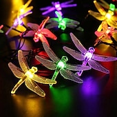 cheap Solar String Lights-Dragonfly Solar String Lights Outdoor 6.5M 30LEDs Waterproof Solar Fairy Lights 8 Modes Decorative Lights for Patio Garden Yard Fence Wedding Christmas Party Warm White RGB Multicolor