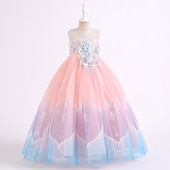 preiswerte Kleider für die Blumenmädchen-kinderkleidung Mädchen Blumenmädchen Kleid Kleid Party Kleid Blume Ärmellos Leistung Hochzeit Party Gitter Elegant Prinzessin Polyester Midi abendkleider Blumenmädchenkleid Sommer Frühling 3-10 Jahre