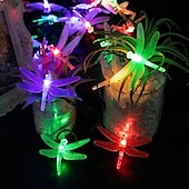 abordables Lumières de cordes solaires-guirlande solaire extérieure guirlande de fées à led solaire guirlande lumineuse de 6,5 m libellule 30leds blanc chaud blanc coloré 8 modes extérieur imperméable de mariage patio jardin lampe de