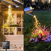 abordables Guirlandes solaires-luciole solaire bouquet lumières de jardin extérieur cascade guirlande lumineuse 2m 180leds avec 8 modes clignotants pour patio décoration de fête de mariage arbre de noël el 5mm blanc chaud blanc