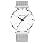 economico Orologi al quarzo-Orologio al quarzo di Ginevra per uomini orologio minimalista ultra sottile in acciaio inossidabile orologio elegante da uomo orologio al quarzo business casual