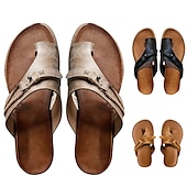 billiga Avslappnade sandaler-slip-on-sandaler i svart konstläder för kvinnor – avslappnade sommarsandaler med korsbandsdesign för komfort och stil