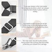 abordables Fournitures pour la maison-Lot de 4 clips de fixation pour draps de lit - sangles élastiques pour supports de draps de lit, pinces pour housses de matelas, organisateurs de couettes et de couvertures
