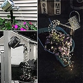abordables Guirlandes solaires-luciole solaire bouquet lumières de jardin extérieur cascade guirlande lumineuse 2m 180leds avec 8 modes clignotants pour patio décoration de fête de mariage arbre de noël el 5mm blanc chaud blanc