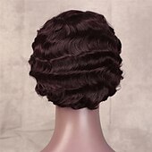 economico Parrucche di capelli veri senza cuffia-parrucche brasiliane corte dei capelli umani del taglio di pixie acconciature delle onde delle dita per le donne nere parrucche piene fatte a macchina parrucche corte