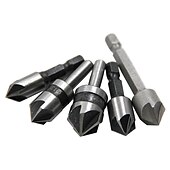 economico set di punte da trapano-5pc 1/4 &#039;&#039;gambo 5 flauto smusso smussatura set misto cutter svasatore drill bit strumento la lavorazione del legno strumenti professionali di carpenteria