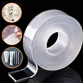 cheap Home Supplies-Double Sided Tape Tape Waterproof Wall Tape Reusable Heat Resistant Bathroom Home Decoration Tapes Transparent Strips Transparent Tape Poster Carpet Tape for Paste Items 3x200cm(1x79in）