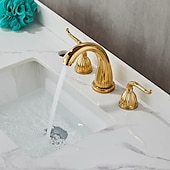 economico Multiforo-rubinetto miscelatore lavabo bagno diffuso, rubinetti lavabo a 3 fori 2 maniglie con tubo caldo e freddo, rubinetto acqua vaso