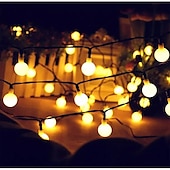 economico Striscie luci ad energia solare-eleganti luci solari per esterni per ricevimenti di nozze – 6,5 m 30 led, lampadine opache impermeabili, bianco caldo&amp;amp;colorato, 8 modalità per decorazioni natalizie