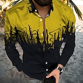 economico Geometrica-Per uomo Geometrica Rendering Camicia Camicia con bottoni Manica corta Di tendenza Originale Informale Informale Giornaliero Spiaggia Primavera estate Collo ripiegabile Bottone giù Nero / Bianco