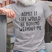 economico Magliette grafiche da uomo-Per uomo Grafico Lettera Maglietta Stile casual Cotone Manica Corta Grafico Camicia Nero Blu marino Grigio Maglietta comoda Streetwear Casuale Abbigliamento di stilista