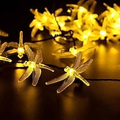 cheap Solar String Lights-Dragonfly Solar String Lights Outdoor 6.5M 30LEDs Waterproof Solar Fairy Lights 8 Modes Decorative Lights for Patio Garden Yard Fence Wedding Christmas Party Warm White RGB Multicolor