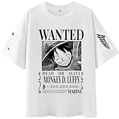 cheap Cartoon &amp; Movie Character Graphic-One Piece Monkey D. Luffy T-shirt Anime Cartoon Anime Harajuku Graphic Kawaii For Couple&#039;s Men&#039;s Women&#039;s Adults&#039; Back To School Hot Stamping