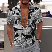 cheap Floral Print-Men&#039;s Floral Tropical Flowers Shirt Summer Hawaiian Shirt Aloha Shirt Short Sleeve Shirt Turndown Fashion Designer Casual Outdoor Street Casual Black White Yellow Print S M L