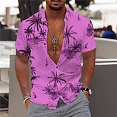 abordables Plantes tropicales-Homme Cocotier Plantes tropicales Chemise Chemise hawaïenne Chemise Aloha Manche Courte Chemise Col rabattu Mode Hawaïen Design Extérieur Plein Air Casual Jaune clair Blanche Jaune Print S M L