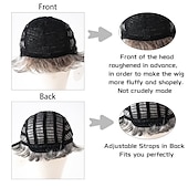 halpa Miesten peruukit-miesten harmaat peruukit realistiset lyhyt pörröinen kerroksinen luonnollisen näköinen peruukki miesten lyhyt peruukki suora hopeanharmaa synteettiset peruukit cosplay puku peruukit miehille
