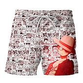 cheap Cartoon &amp; Movie Character Graphic-One Piece Monkey D. Luffy Portgas D. Ace Beach Shorts Board Shorts Back To School Anime Harajuku Graphic Kawaii For Couple&#039;s Men&#039;s Women&#039;s Adults&#039; Back To School Hot Stamping