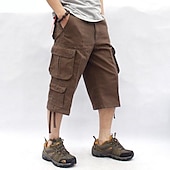 billiga Klassisk-Herr Cargo-shorts Vandringsshorts Militär Sommar Utomhus Ripstop Andningsfunktion Snabb tork Multi Pocket Capribyxor Underdelar Under knäet Amy Green Svart Bomull Klättring Camping / vandring