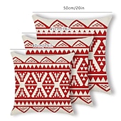 baratos estilo boho-Capa de travesseiro de 4 peças, quadrado rústico geométrico tradicional clássico sofá doméstico almofada decorativa de linho falso para poltrona sofá-cama