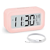 abordables Decoración y lámparas de noche-reloj inteligente led electronic digital alarm clock recarga escritorio reloj temperatura lazy snooze alarm mute retroiluminado reloj electrónico reloj digital