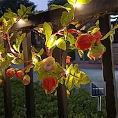 economico Striscie luci ad energia solare-luci solari a forma di foglia di edera, luci a forma di foglia di rosa, luci a sospensione a LED per esterni, artificiali per San Valentino, recinzione da giardino, decorazione da appendere alla parete, illuminazione, luce impermeabile