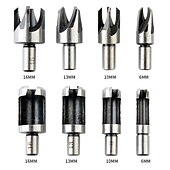 cheap Drill Bit Set-8pcs Round Shank 3/8(9.5mm) Carpentry Wood Plug Cutter Straight Tapered Claw Type Drill Bit Set 6mm 10mm 13mm 16mm Wood Drill