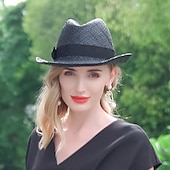 cheap Party Hats-Elegant Beach Straw Hats with Pure Color / Satin Bowknot 1PC Party / Evening / Casual / Melbourne Cup Headpiece