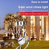 baratos Luzes de paisagem-Carrilhão de vento solar led 7 cores luz pendurada em mudança decoração de jardim para casa pátio ao ar livre luzes de sinos de vento penduradas