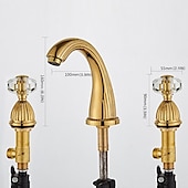 cheap Multi Holes-Widespread Bathroom Sink Mixer Faucet, 3 Holes 2 Handle Basin Tap, Retro Style Crystal Handle Brass Bathroom Sink Faucet Contain with Supply Lines and Hot Cold Water Hose Deck Mounted
