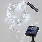 abordables Guirlandes solaires-luciole solaire bouquet lumières de jardin extérieur cascade guirlande lumineuse 2m 180leds avec 8 modes clignotants pour patio décoration de fête de mariage arbre de noël el 5mm blanc chaud blanc