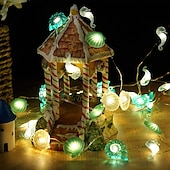 ieftine Acumulatoare-Lumini cu zâne cu tema oceanului 2 m 20 LED-uri lumini cu cochilie alimentate cu baterie pentru Crăciun, ziua de naștere, nuntă, grădină, camping, plajă, decor petrecere de familie