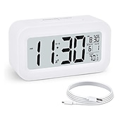 abordables Decoración y lámparas de noche-reloj inteligente led electronic digital alarm clock recarga escritorio reloj temperatura lazy snooze alarm mute retroiluminado reloj electrónico reloj digital