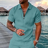 cheap Men&#039;s Vacation Tropical Polo-Men&#039;s Geometric Hawaiian Polo Shirts Golf Shirt Short Sleeve Polo Shirts Collared Shirts Casual Beach Wear Vacation Wear Party Outfits 3D Print Quarter Zip Polo White gray Black Light Green