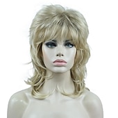 abordables Perruques Synthétiques Sans Bonnet-shaggy couches perruque longueur d&#039;épaule femmes perruque avec une frange de cheveux perruque de cheveux synthétiques de qualité supérieure pour les femmes