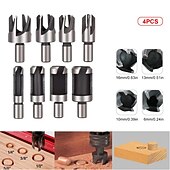 cheap Drill Bit Set-8pcs Round Shank 3/8(9.5mm) Carpentry Wood Plug Cutter Straight Tapered Claw Type Drill Bit Set 6mm 10mm 13mm 16mm Wood Drill