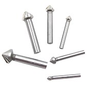 voordelige boor set:-ronde schacht 6 stks/set 3 fluit hss harde metalen drie rand afschuining afkanten frees cutter bit verzinkboor