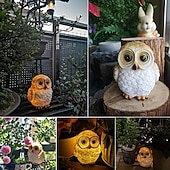 ieftine Lumini de peisaj-Statuie de bufniță cu animale solare, în aer liber, rezistentă la apă, rășină solară, bufniță, sculpturi de grădină, lumini pentru interior, decor de artă în aer liber, curte, peisaj, lumina de