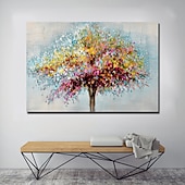 cheap Floral/Botanical Paintings-Handmade Oil Painting CanvasWall Art Decoration Abstract Knife Painting Landscape Tree For Home Decor Rolled Frameless Unstretched Painting